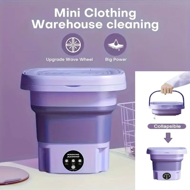 Portable Foldable Washing Machine 8L Mini Spin Dryer – Compact Laundry Solution for Home, Travel, & Dorms