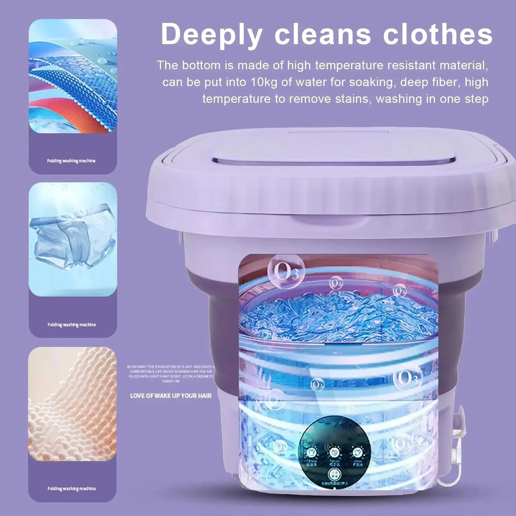 Portable Foldable Washing Machine 8L Mini Spin Dryer – Compact Laundry Solution for Home, Travel, & Dorms