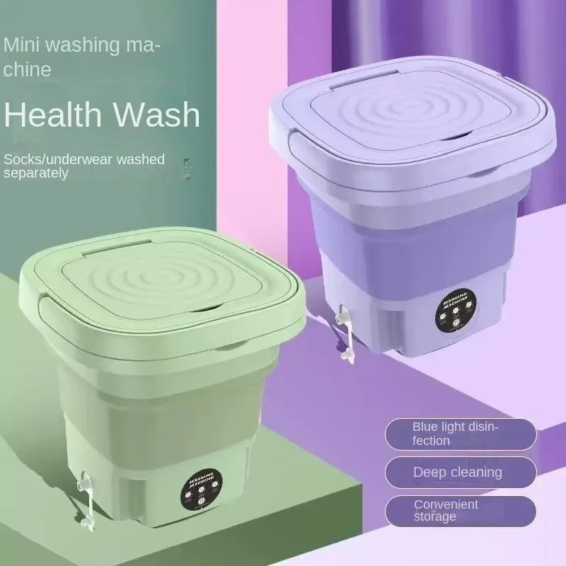 Portable Foldable Washing Machine 8L Mini Spin Dryer – Compact Laundry Solution for Home, Travel, & Dorms