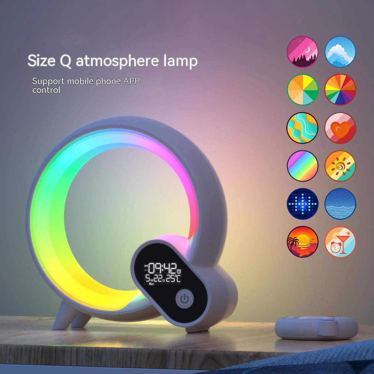 Sunrise Alarm Clock with Bluetooth Speaker, Digital Display & Colorful Atmosphere Light – Intelligent Wake-Up Light